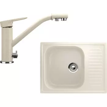 Кухонная мойка и смеситель Ulgran U-202 бежевый (U-202-328, U-010-328)