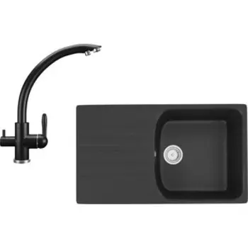 Кухонная мойка и смеситель Ulgran U-203-344, U-017-344 ультра-черный