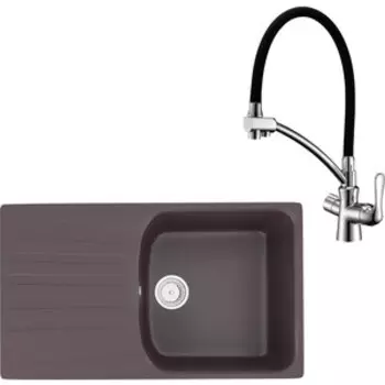 Кухонная мойка и смеситель Ulgran U-203-345 шоколад, Lemark Comfort LM3070C