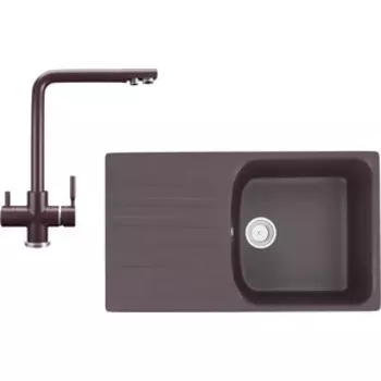 Кухонная мойка и смеситель Ulgran U-203-345, U-016-345 шоколад