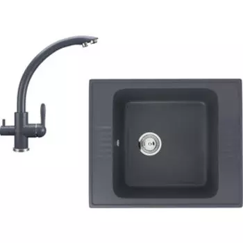 Кухонная мойка и смеситель Ulgran U-204-343, U-017-343 антрацит