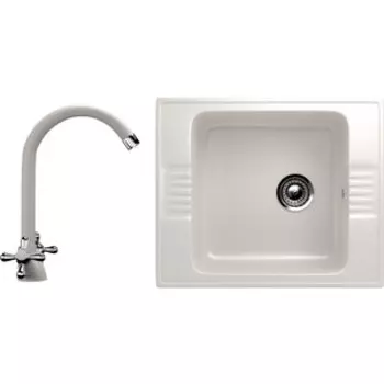 Кухонная мойка и смеситель Ulgran U-204 белый