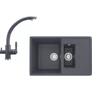 Кухонная мойка и смеситель Ulgran U-205-343, U-017-343 антрацит