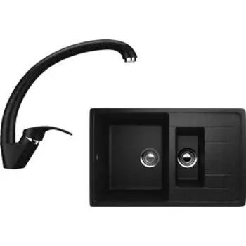 Кухонная мойка и смеситель Ulgran U-205 черный (U-205-308, U-007-308)
