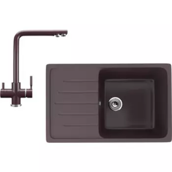 Кухонная мойка и смеситель Ulgran U-400-345, U-016-345 шоколад