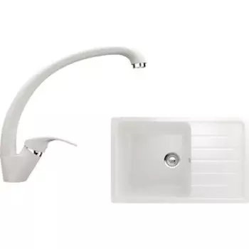 Кухонная мойка и смеситель Ulgran U-400 белый (U-400-331, U-007-331)