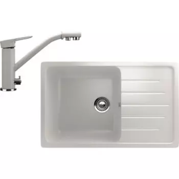 Кухонная мойка и смеситель Ulgran U-400 белый (U-400-331, U-010-331)