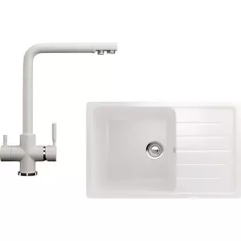 Кухонная мойка и смеситель Ulgran U-400 белый (U-400-331, U-016-331)