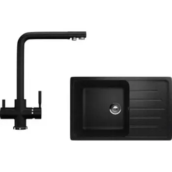 Кухонная мойка и смеситель Ulgran U-400 черный (U-400-308, U-016-308)