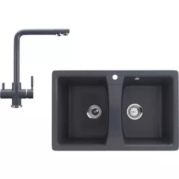 Кухонная мойка и смеситель Ulgran U-402-343, U-016-343 антрацит
