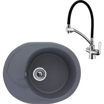 Кухонная мойка и смеситель Ulgran U-403-343 антрацит, Lemark Comfort LM3070C