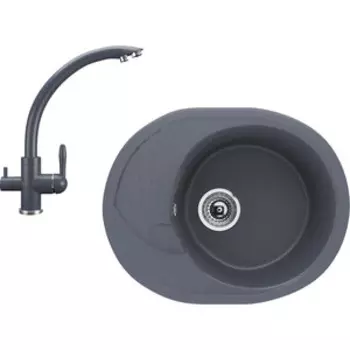 Кухонная мойка и смеситель Ulgran U-403-343, U-017-343 антрацит