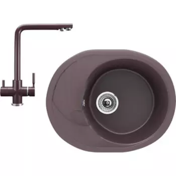 Кухонная мойка и смеситель Ulgran U-403-345, U-016-345 шоколад