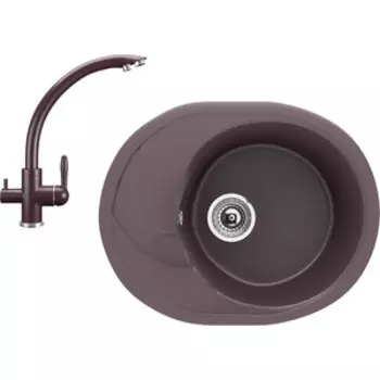 Кухонная мойка и смеситель Ulgran U-403-345, U-017-345 шоколад