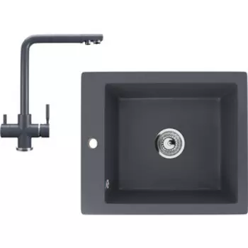Кухонная мойка и смеситель Ulgran U-404-343, U-016-343 антрацит