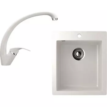Кухонная мойка и смеситель Ulgran U-404 белый (U-404-331, U-007-331)
