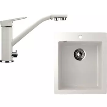 Кухонная мойка и смеситель Ulgran U-404 белый (U-404-331, U-010-331)
