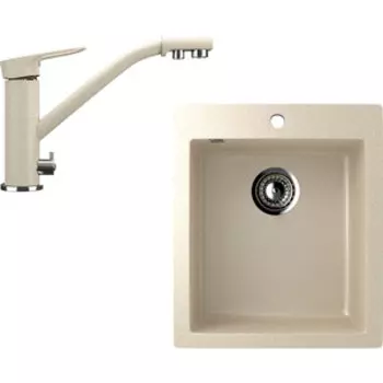 Кухонная мойка и смеситель Ulgran U-404 бежевый (U-404-328, U-010-328)