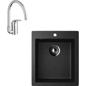 Кухонная мойка и смеситель Ulgran U-404 Grohe Euroeco (U-404-308, 32752000)