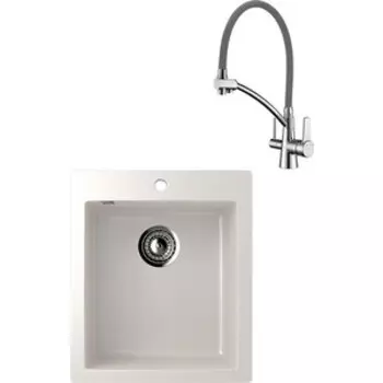 Кухонная мойка и смеситель Ulgran U-404 Lemark Comfort (U-404-331, LM3071C-Gray)