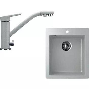 Кухонная мойка и смеситель Ulgran U-404 серый (U-404-310, U-010-310)