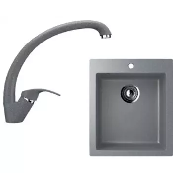 Кухонная мойка и смеситель Ulgran U-404 темно-серый (U-404-309, U-007-309)