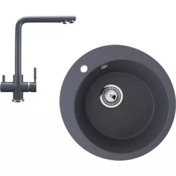 Кухонная мойка и смеситель Ulgran U-405-343, U-016-343 антрацит