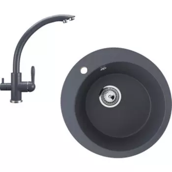 Кухонная мойка и смеситель Ulgran U-405-343, U-017-343 антрацит