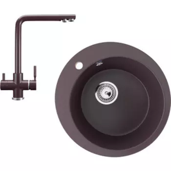 Кухонная мойка и смеситель Ulgran U-405-345, U-016-345 шоколад