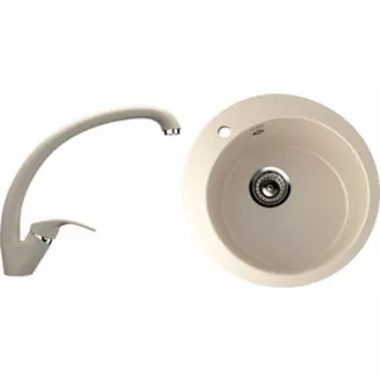 Кухонная мойка и смеситель Ulgran U-405 бежевый