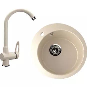 Кухонная мойка и смеситель Ulgran U-405 бежевый (U-405-328, U-006-328)