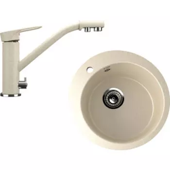 Кухонная мойка и смеситель Ulgran U-405 бежевый (U-405-328, U-010-328)