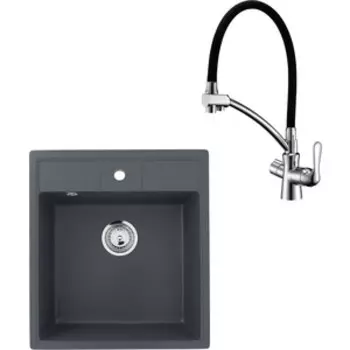Кухонная мойка и смеситель Ulgran U-406-343 антрацит, Lemark Comfort LM3070C