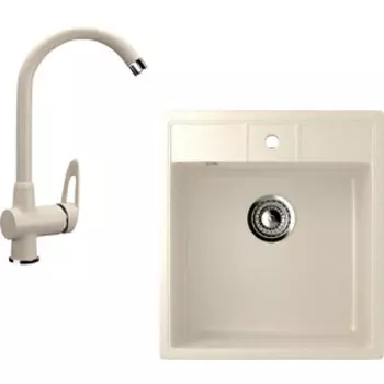 Кухонная мойка и смеситель Ulgran U-406 бежевый (U-406-328, U-006-328)