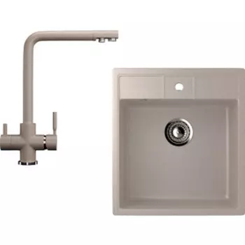 Кухонная мойка и смеситель Ulgran U-406 песочный (U-406-302, U-016-30)