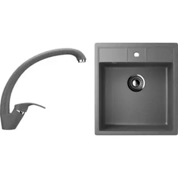 Кухонная мойка и смеситель Ulgran U-406 темно-серый