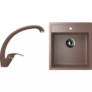 Кухонная мойка и смеситель Ulgran U-406 терракотовый