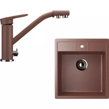 Кухонная мойка и смеситель Ulgran U-406 терракотовый (U-406-307, U-010-307)
