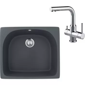 Кухонная мойка и смеситель Ulgran U-408-343 антрацит, Lemark Comfort LM3061C