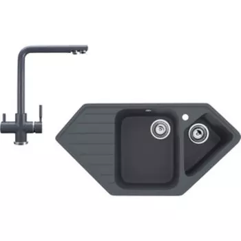 Кухонная мойка и смеситель Ulgran U-409-343, U-016-343 антрацит