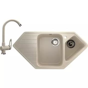 Кухонная мойка и смеситель Ulgran U-409 бежевый