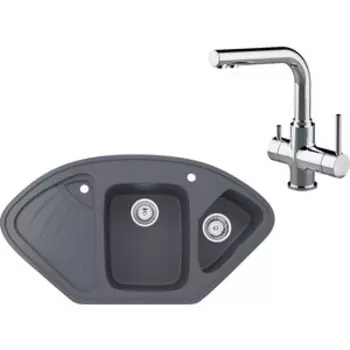 Кухонная мойка и смеситель Ulgran U-501-343 антрацит, Lemark Comfort LM3061C