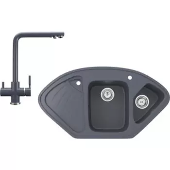 Кухонная мойка и смеситель Ulgran U-501-343, U-016-343 антрацит