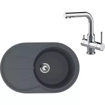 Кухонная мойка и смеситель Ulgran U-503-343 антрацит, Lemark Comfort LM3061C