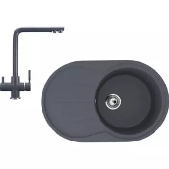 Кухонная мойка и смеситель Ulgran U-503-343, U-016-343 антрацит
