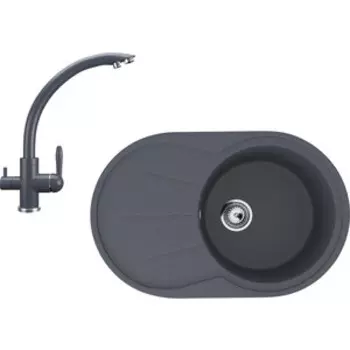Кухонная мойка и смеситель Ulgran U-503-343, U-017-343 антрацит