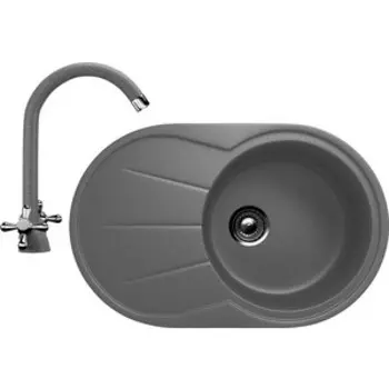 Кухонная мойка и смеситель Ulgran U-503 темно-серый