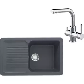 Кухонная мойка и смеситель Ulgran U-506-343 антрацит, Lemark Comfort LM3061C