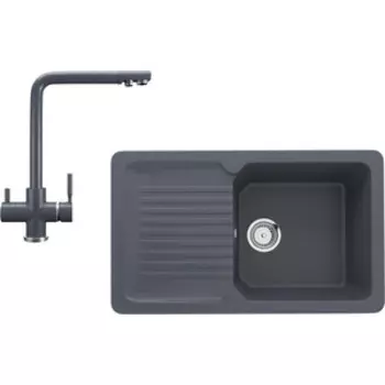 Кухонная мойка и смеситель Ulgran U-506-343, U-016-343 антрацит