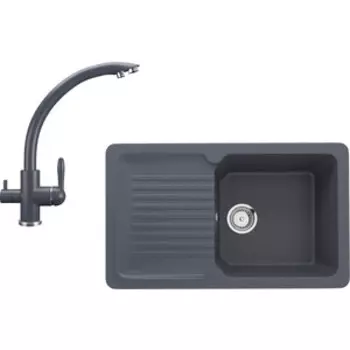Кухонная мойка и смеситель Ulgran U-506-343, U-017-343 антрацит